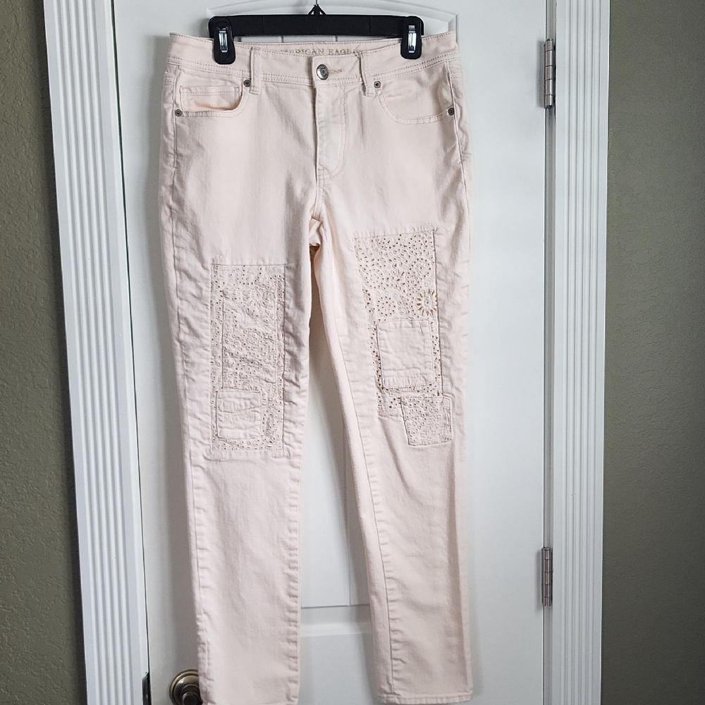 Cream Patchwork Jeans
